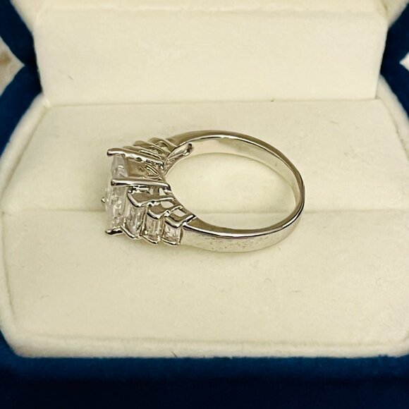 Sterling Silver 925 Princess Cut CZ Cocktail Ring - 6.25 - Picture 7 of 8